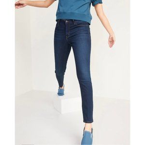 Old Navy Dark Blue Skinny Jeans, Mid Rise Pop Icon, Size 12 Long